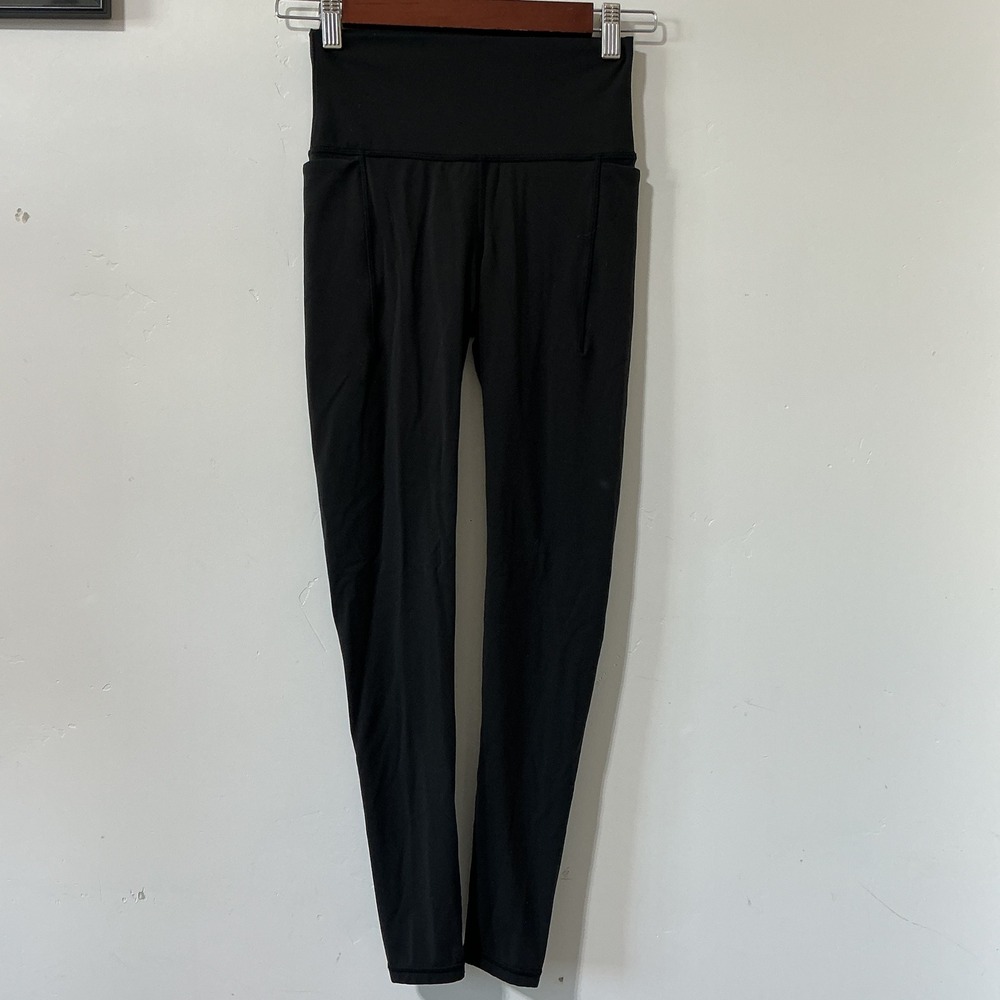 prAna High Rise Workout Leggings Black Side Pockets XS Activewear Yoga Gym